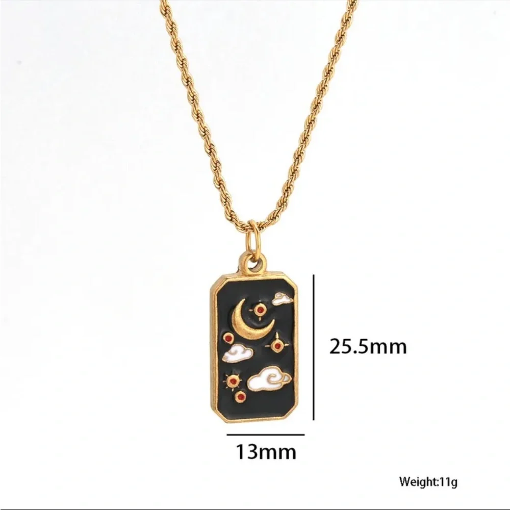 NWT Gold Sun Moon Necklace Dainty Celestial Gothic Boho Festival Charm